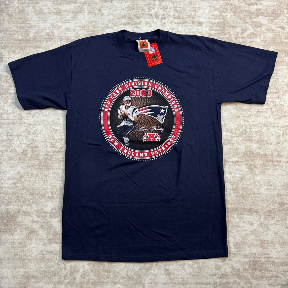 VTG 2003 Patriots Tom Brady AFC‎ Champs T Shirt L NWT NFL Players Inc